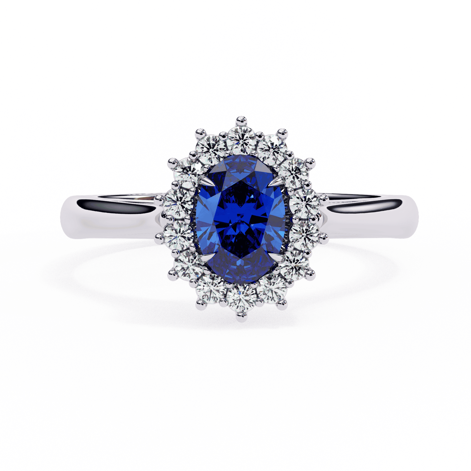 Royal Blue Oval Halo Ring